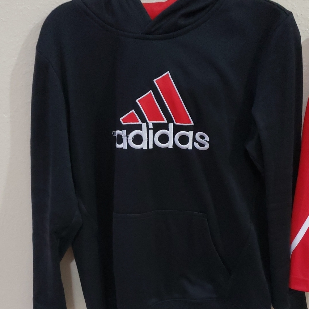 Adidas Kids Black Hoodie with Red Logo